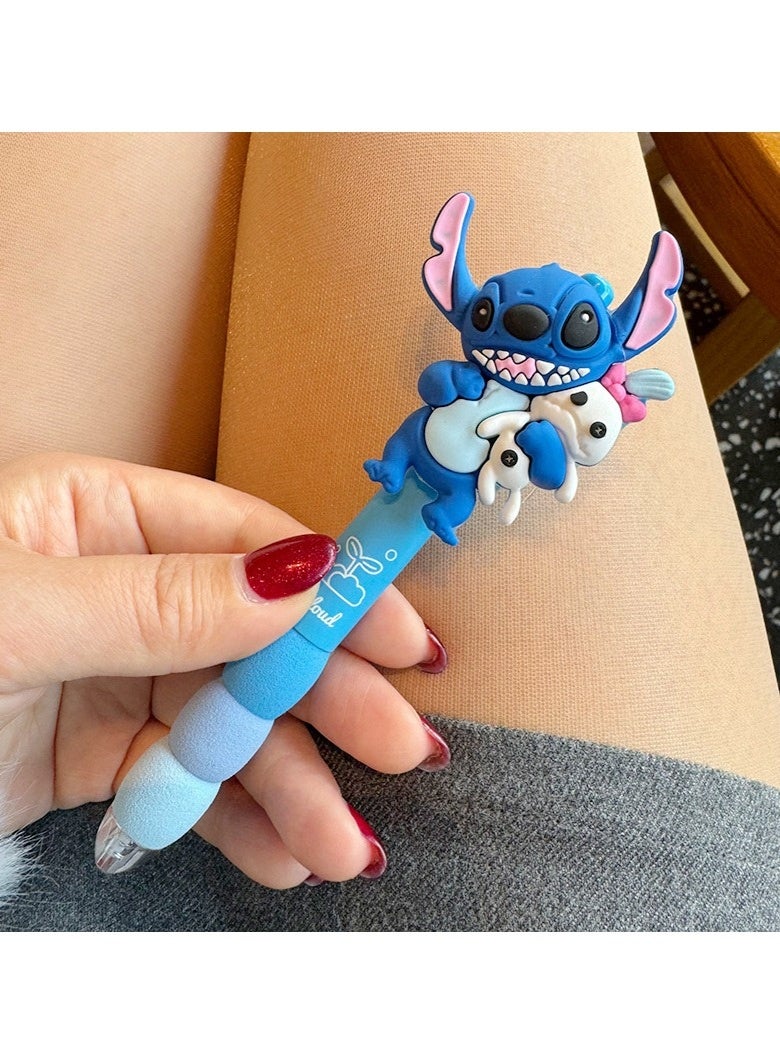 Disney 4pcs Stitch gel pen plush keychain pen, a gift or prize for elementary school students, manual push pen - Image 4